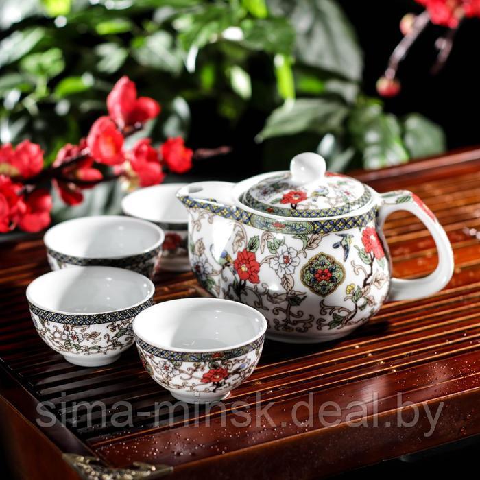 Набор для чайной церемонии керамический «Цветение», 5 предметов: 4 пиалы 30 мл, чайник 200 мл - фото 1 - id-p208933399