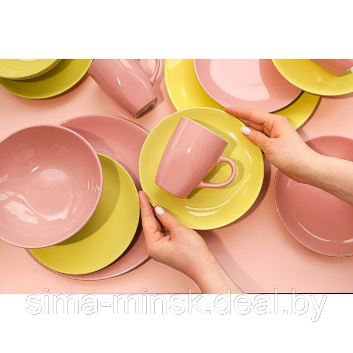 Набор тарелок керамических Доляна «Пастель»,18 предметов: 6 тарелок d=19 см, 6 тарелок d=27 см, 6 мисок d=19 - фото 5 - id-p208932888