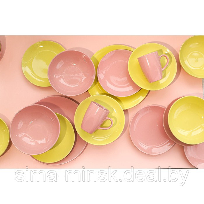 Набор тарелок керамических Доляна «Пастель»,18 предметов: 6 тарелок d=19 см, 6 тарелок d=27 см, 6 мисок d=19 - фото 6 - id-p208932888