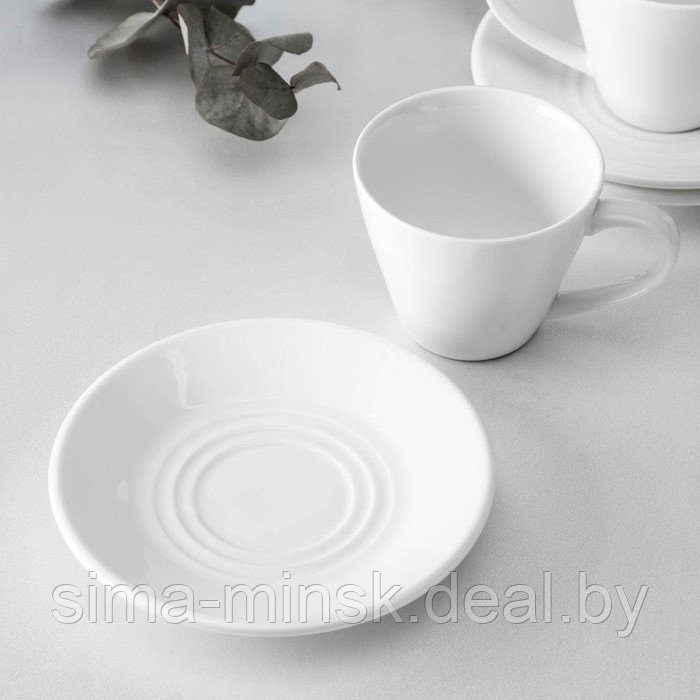 Набор фарфоровый чайный на 6 персон Wilmax, 12 предметов: 6 чашек 180 мл, 6 блюдец d=14 см, цвет белый - фото 2 - id-p208933441