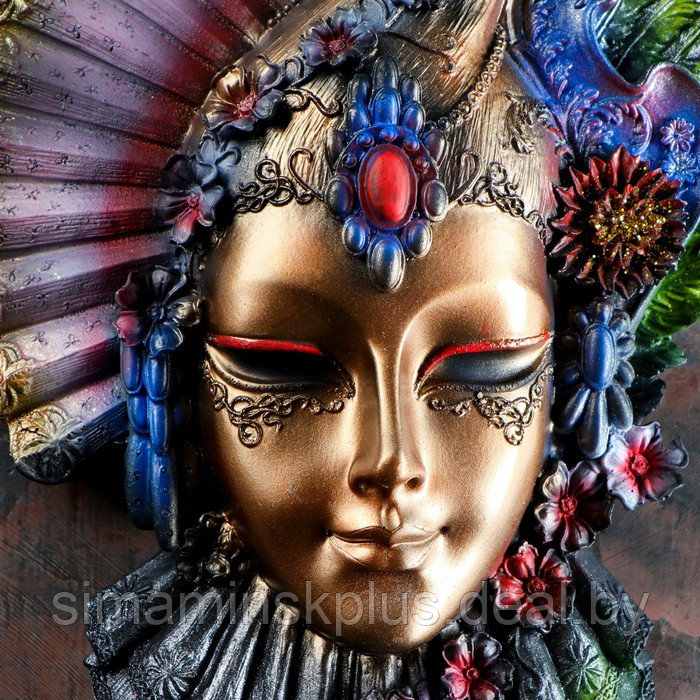 Венецианская маска "Рубин" золото, 32см МИКС - фото 3 - id-p208939087