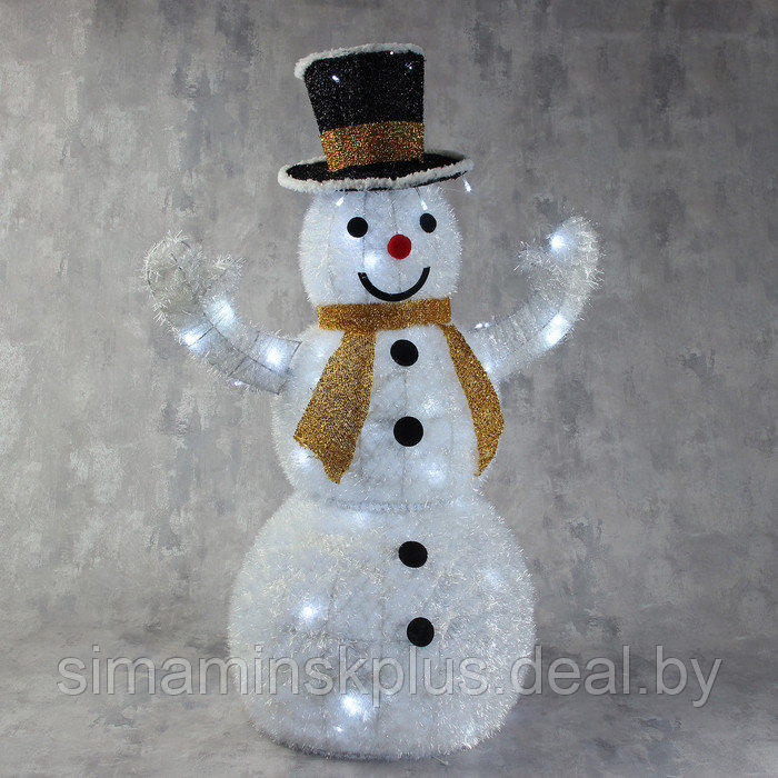 Светодиодная фигура «Снеговик» 60 × 85 × 40 см, металл, текстиль, 220 В, свечение белое - фото 1 - id-p208938089