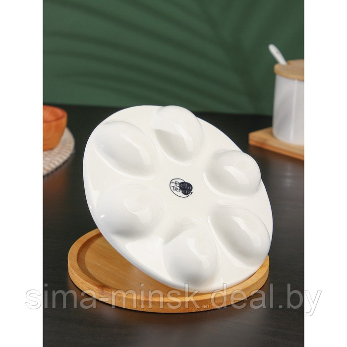 Подставка фарфоровая для яиц 6 ячеек BellaTenero «Зайка», 16,5×9,5 см, цвет белый - фото 5 - id-p208933540