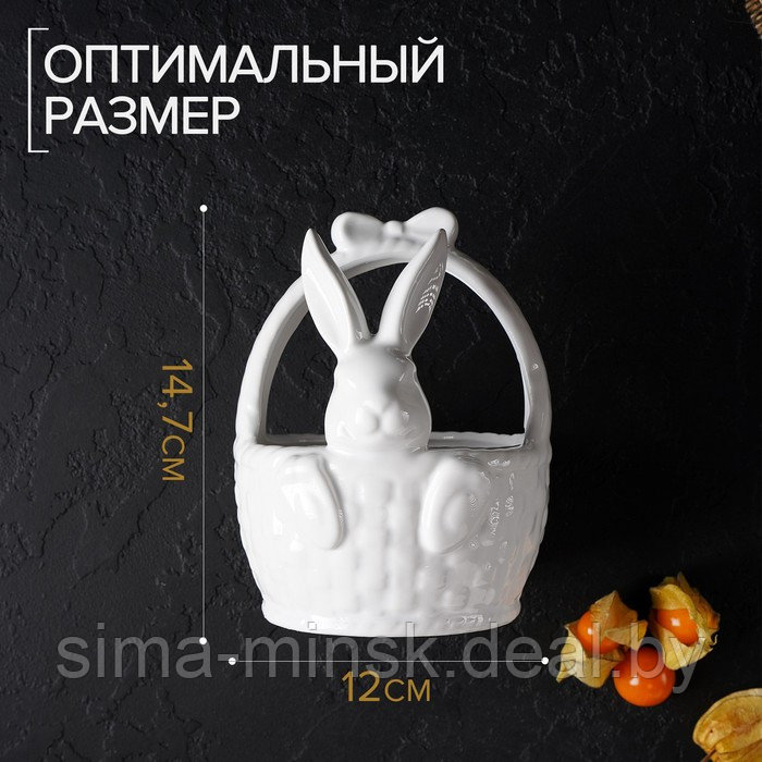 Конфетница Доляна «Зайка», 12×12×14,7 см, цвет белый - фото 2 - id-p208933607
