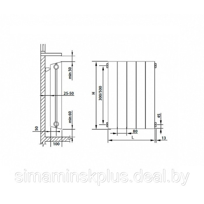 Радиатор биметаллический Royal Thermo PianoForte/Noir Sable, 500 x 100 мм, 8 секций, графит - фото 4 - id-p208938973