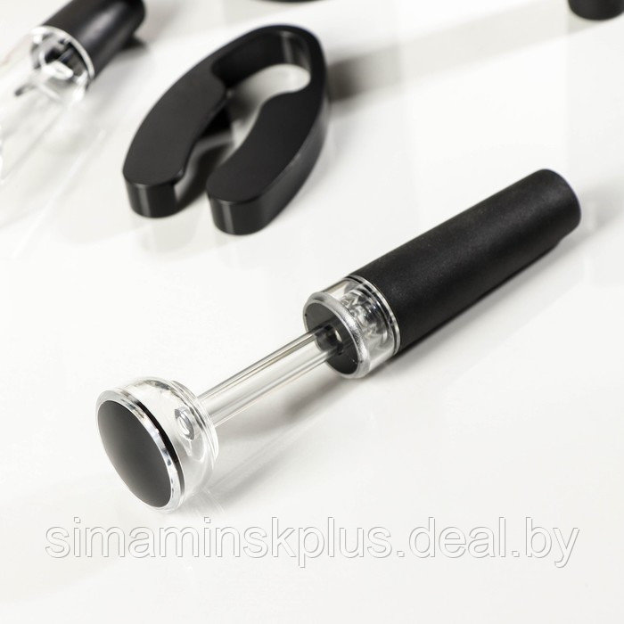 Набор для бара Opra black, 5 предметов: штопор электрический, каплеуловитель, пробка, нож для обрезания фольги - фото 3 - id-p208939049