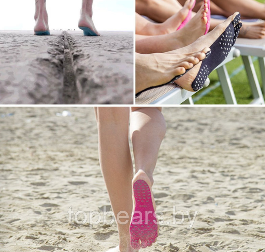 Наклейки на ступни ног 1 пара для пляжа, бассейна / Против песка и скольжения М черный - фото 6 - id-p208946220