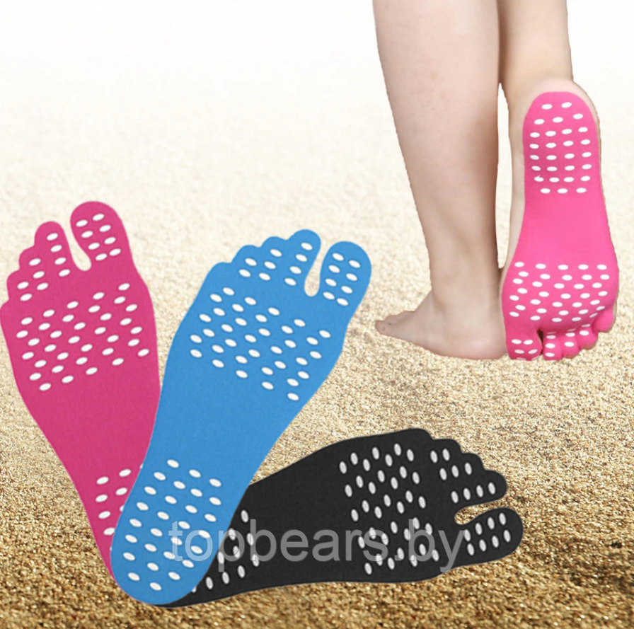 Наклейки на ступни ног 1 пара для пляжа, бассейна / Против песка и скольжения XL синий - фото 7 - id-p208946221