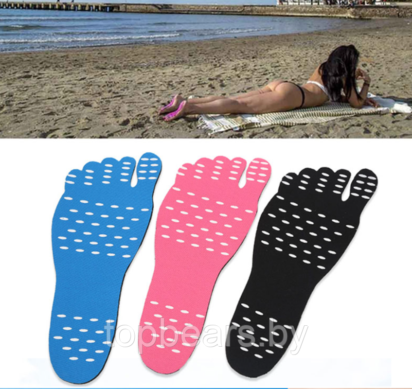 Наклейки на ступни ног 1 пара для пляжа, бассейна / Против песка и скольжения XL синий - фото 9 - id-p208946221