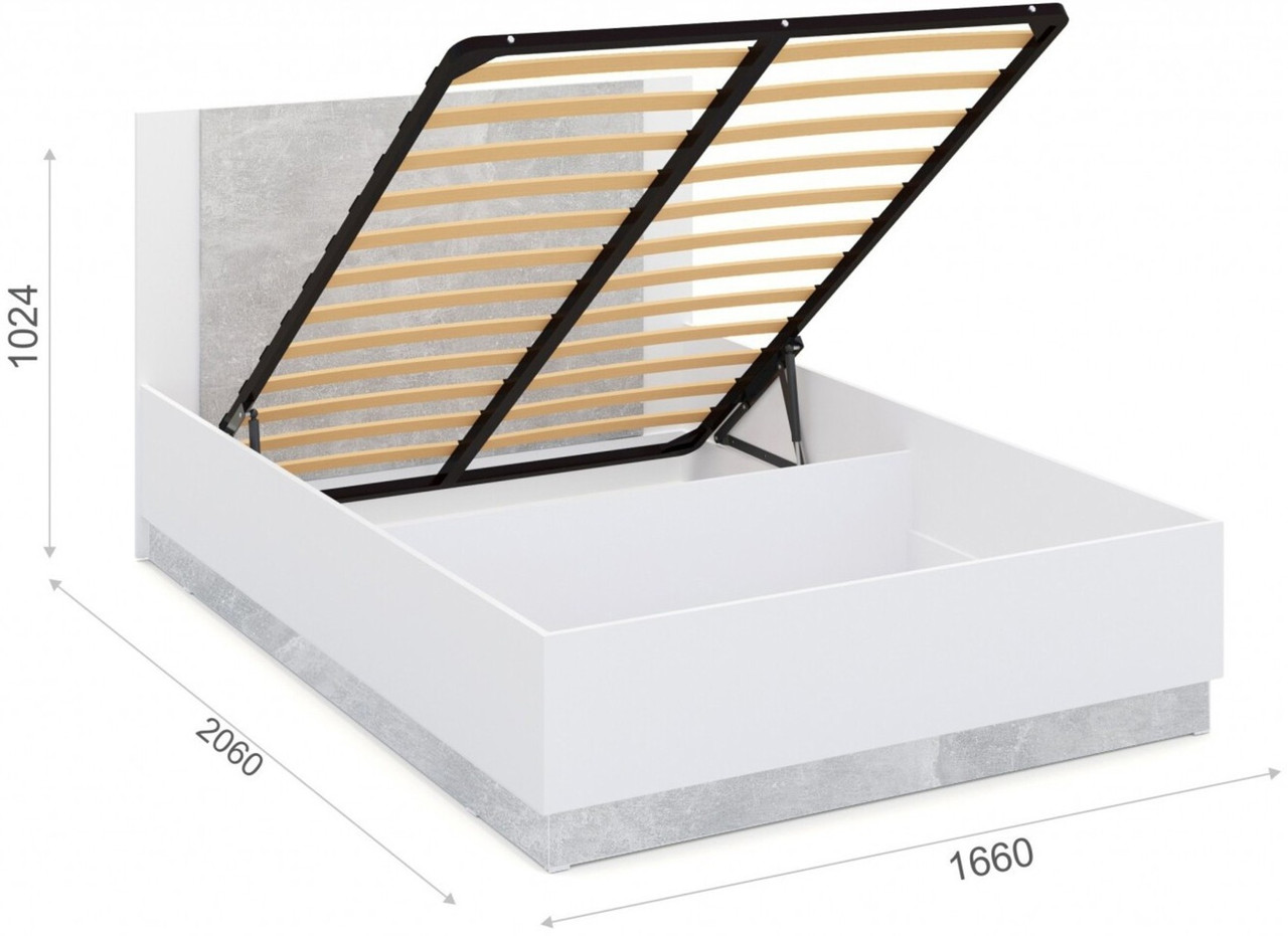 Кровать "Аврора" с подъемным механизмом белый/ателье светлый - фото 1 - id-p208957117