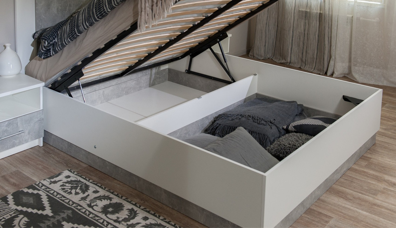 Кровать "Аврора" с подъемным механизмом белый/ателье светлый - фото 5 - id-p208957117