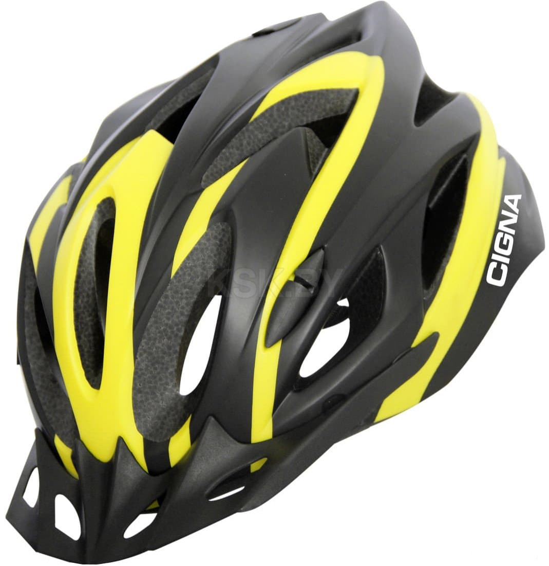 Шлем велосипедный Cigna WT-012 чёрный/жёлтый 57-61см - фото 1 - id-p208965887