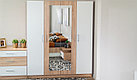 Распашной шкаф Алена 4дв с зеркалом дуб сонома/белый, фото 8