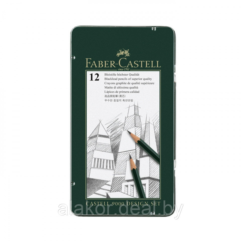 Карандаши "Faber-Castell" в металлической коробке, 4B-6H 12шт. - фото 1 - id-p208966887