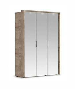 Распашной шкаф Джулия 3дв (3 зерк) с порталом Крафт серый/белый глянец