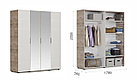 Распашной шкаф Джулия 4дв (ДЗЗД) Крафт серый/белый глянец, фото 2