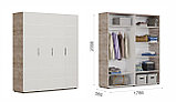 Распашной шкаф Джулия шкаф 4дв (ДДДД) Крафт серый/белый гл., фото 2
