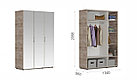 Распашной шкаф Джулия 3дв (ЗЗЗ) Крафт серый/белый глянец, фото 2