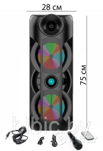 Портативная колонка BT Speaker ZQS8202A Мощная беспроводная акустическая система. Микрофон, пульт, подсветка - фото 4 - id-p208970147