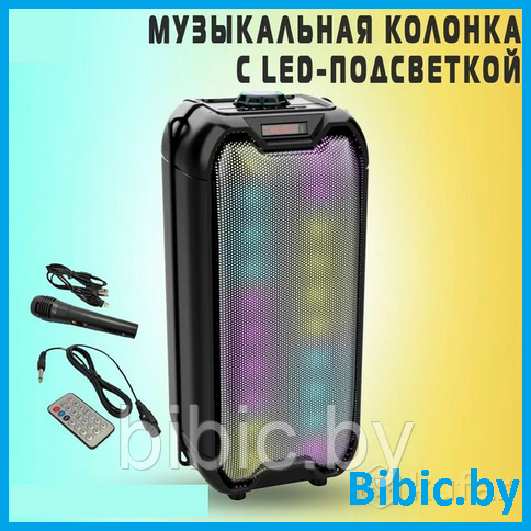 Портативная колонка BT SPEAKER ZQS-4235. Мощная беспроводная акустическая система. Микрофон, пульт, подсветка - фото 1 - id-p208970243