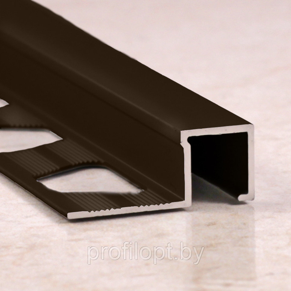 Квадратный профиль для плитки алюминиевый 10 мм, анод. Бронза глянец 270 см - фото 2 - id-p208970407