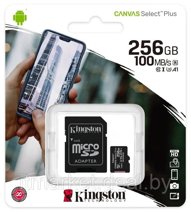 Карта памяти 256GB Kingston Canvas Select Plus microSDXC 256Gb (SDCS2/256GB) - фото 3 - id-p160642311