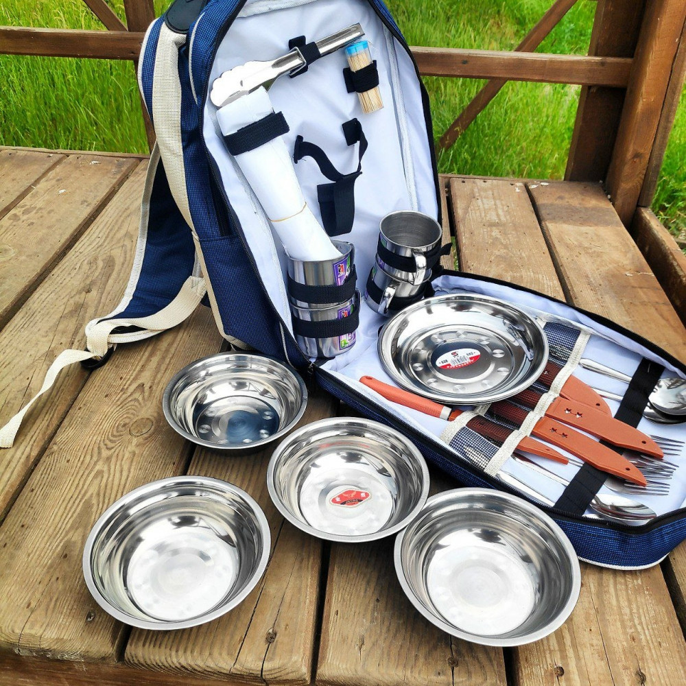 Рюкзак - холодильник с набором посуды на 4 персон / Туристический рюкзак для отдыха на природе - фото 10 - id-p208971622