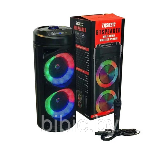 Портативная колонка BT SPEAKER ZQS 6212 . Мощная беспроводная акустическая система. Микрофон, пульт, подсветка - фото 3 - id-p208971728