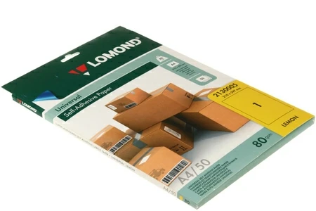 Бумага самоклеящаяся для изготовления этикеток Lomond, А4, 1 шт., 210×297 мм, матовая, желтая - фото 1 - id-p208971786