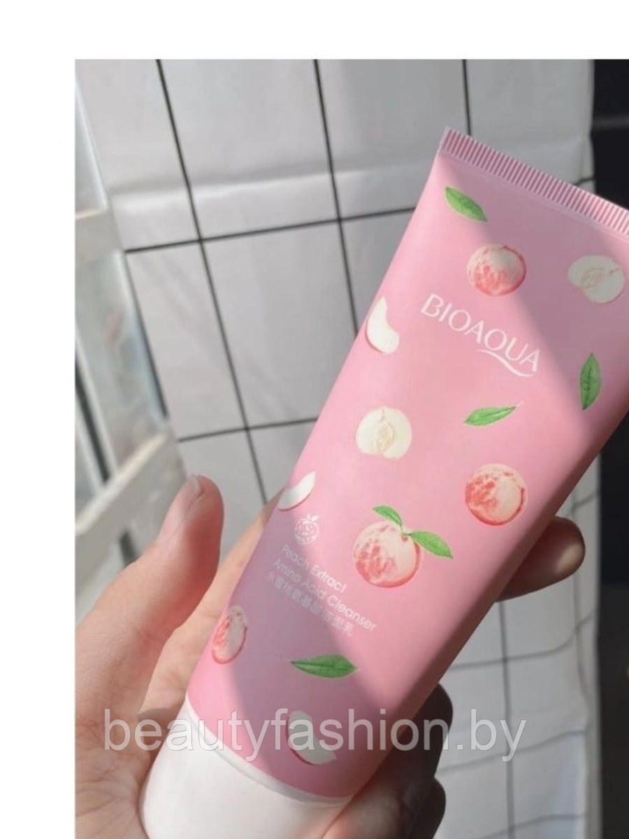 Пенка для умывания с экстрактом персика Peach Extract Amino Acid Cleanser, 100 гр Bioaqua - фото 2 - id-p208971800