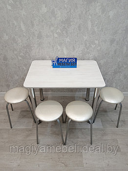 Комплект Белое дерево: стол и 4 табурета