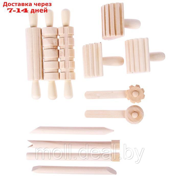 Деревянный набор инструментов для лепки, 12 шт., 19 × 6,5 × 7,5 см - фото 1 - id-p208950885