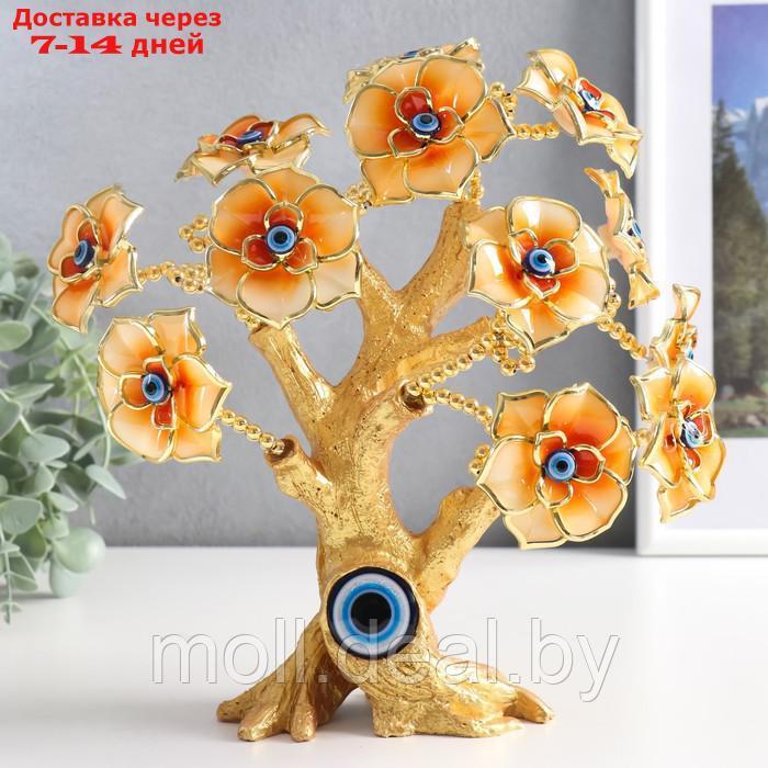 Сувенир от сглаза "Цветущее дерево" золото, оранж 17,5х6,5х23 см - фото 1 - id-p208951492