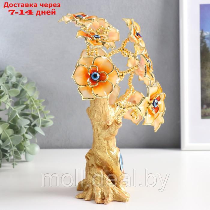 Сувенир от сглаза "Цветущее дерево" золото, оранж 17,5х6,5х23 см - фото 2 - id-p208951492