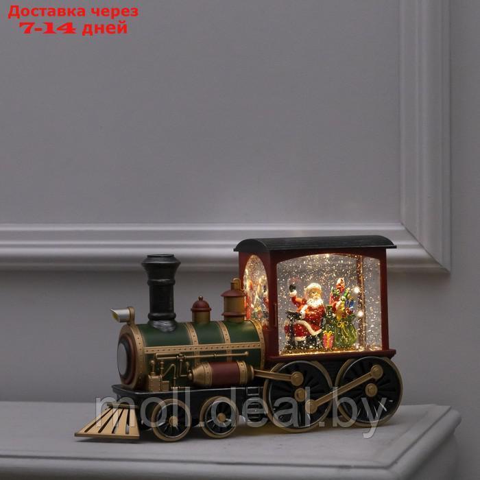 Фигура светодиодная паровоз "Дед Мороз с подарками", 30x18x10 см, USB, музыка, Т/БЕЛЫЙ - фото 1 - id-p208948999