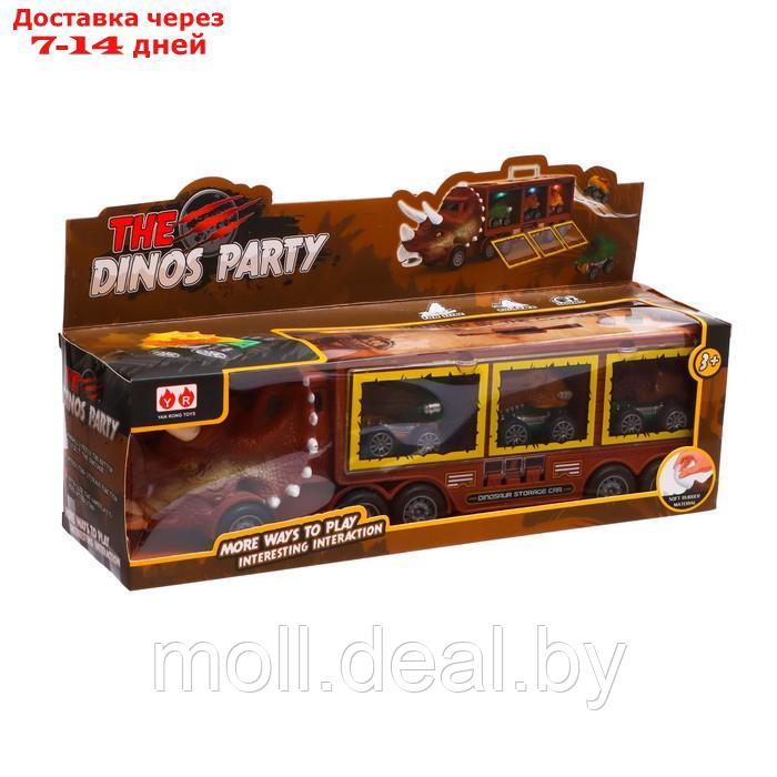 Грузовик инерционный "Динозавр", с 3 машинами, свет и звук - фото 2 - id-p208950086