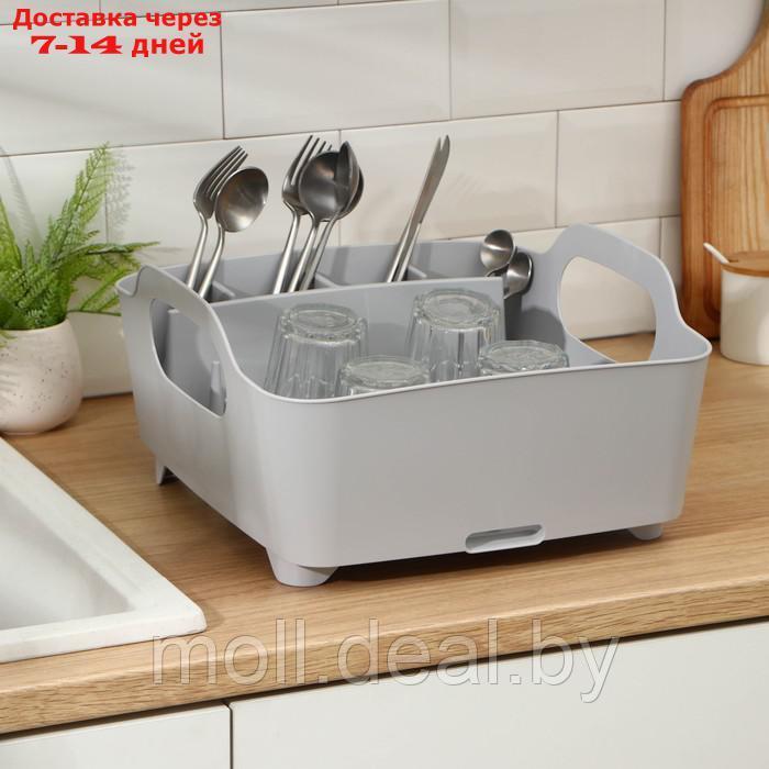 Сушилка для посуды "ИЗЛИ", 37×33×18 см, цвет смоки - фото 1 - id-p208952172