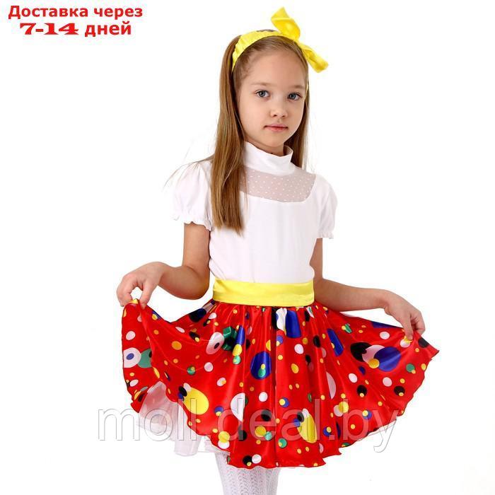 Карнавальная юбка для вечеринки красная в горох,повязка,рост134-140