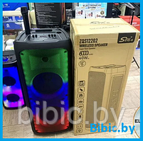 Портативная колонка BT SPEAKER ZQS 12202. Мощная беспроводная акустическая система. Микрофон, пульт, подсветка