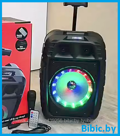 Портативная колонка BT SPEAKER ZQS 8123. Мощная беспроводная акустическая система. Микрофон, пульт, подсветка - фото 1 - id-p208972038