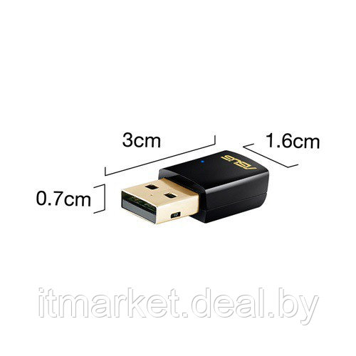 Сетевой адаптер Wi-Fi Asus USB-AC51 (433MHz, 2.4GHz + 5GHz, USB) - фото 4 - id-p208973804