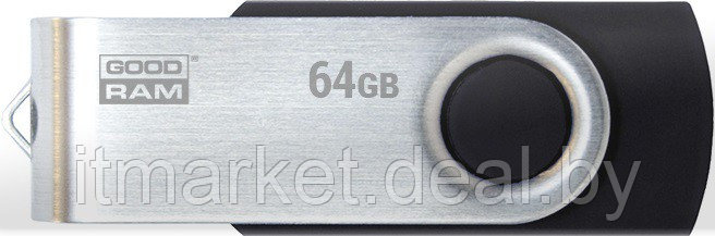 USB flash disk 64Gb Goodram UTS2 64Gb (UTS2-0640K0R11) Black (раскладной корпус, пластик, металл, USB 2.0) - фото 1 - id-p208973830