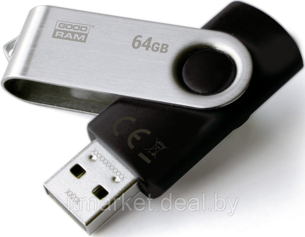 USB flash disk 64Gb Goodram UTS2 64Gb (UTS2-0640K0R11) Black (раскладной корпус, пластик, металл, USB 2.0) - фото 2 - id-p208973830