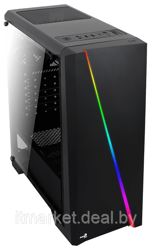 Корпус Aerocool Cylon Black RGB (Miditower, ATX, USB3, Fan, Window) - фото 1 - id-p208973839