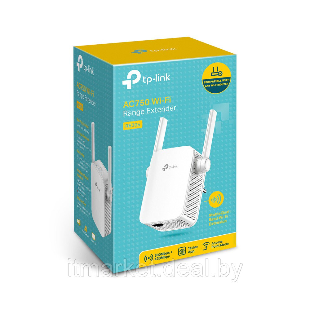 Репитер TP-Link RE205 (433Mbit/s, 2.4GHz + 5GHz, LAN) - фото 5 - id-p208973855