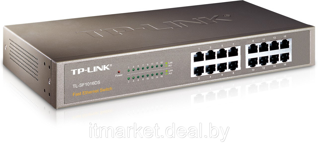 Коммутатор TP-Link TL-SF1016DS (16xLAN 10/100 Мбит/сек, возможность установки в стойку) - фото 1 - id-p208972874