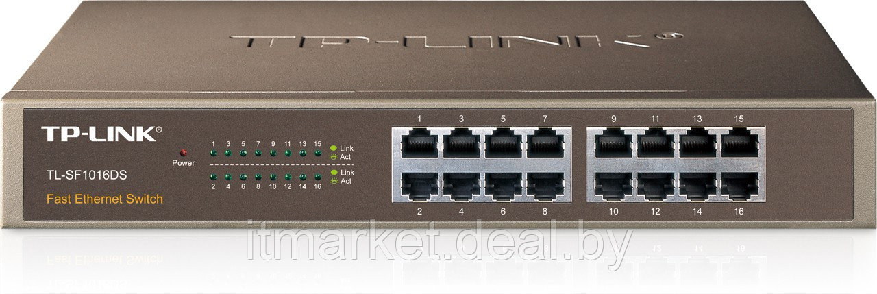 Коммутатор TP-Link TL-SF1016DS (16xLAN 10/100 Мбит/сек, возможность установки в стойку) - фото 2 - id-p208972874