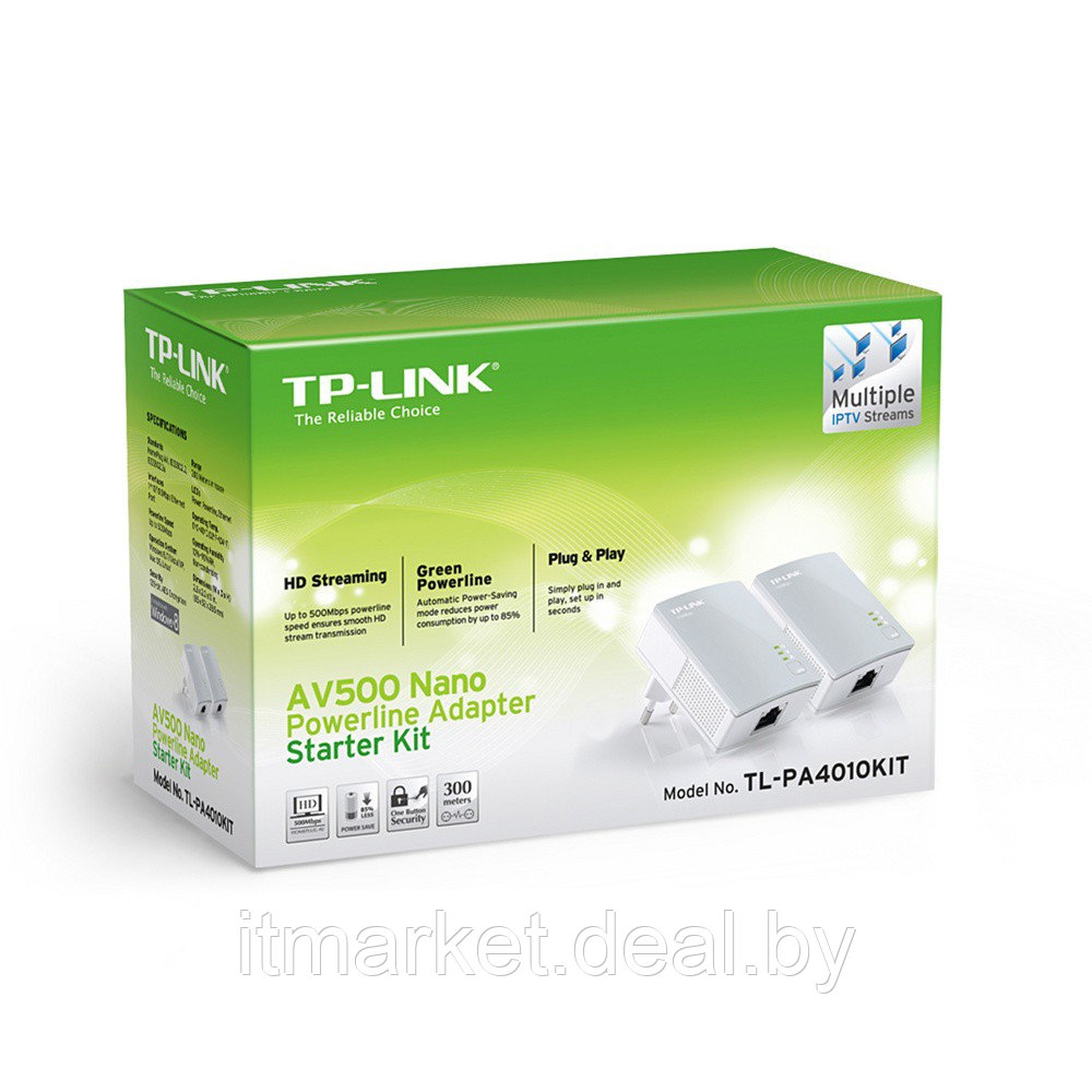 Адаптер Powerline TP-Link TL-PA4010KIT AV500 Nano - фото 1 - id-p208972922