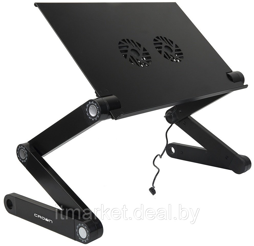 Подставка для ноутбука Crown CMLS-115B Black (Столик для ноутбука, 17 , 2х80мм, питание от USB) - фото 1 - id-p208973910