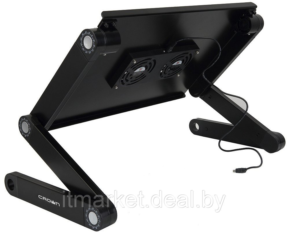Подставка для ноутбука Crown CMLS-115B Black (Столик для ноутбука, 17 , 2х80мм, питание от USB) - фото 2 - id-p208973910